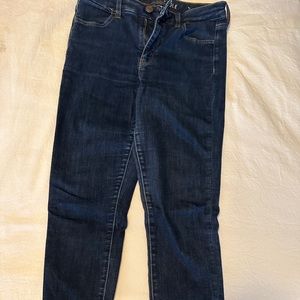 Dark blue, American Eagle jeans. Skinny high rise! 10 short